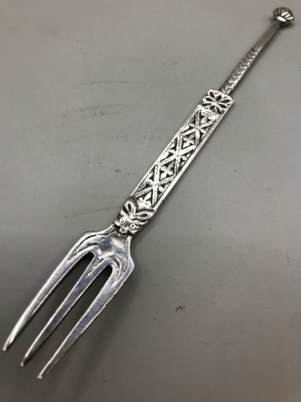 Antique English Sterling Silver Fork Birmingham 6 inch long