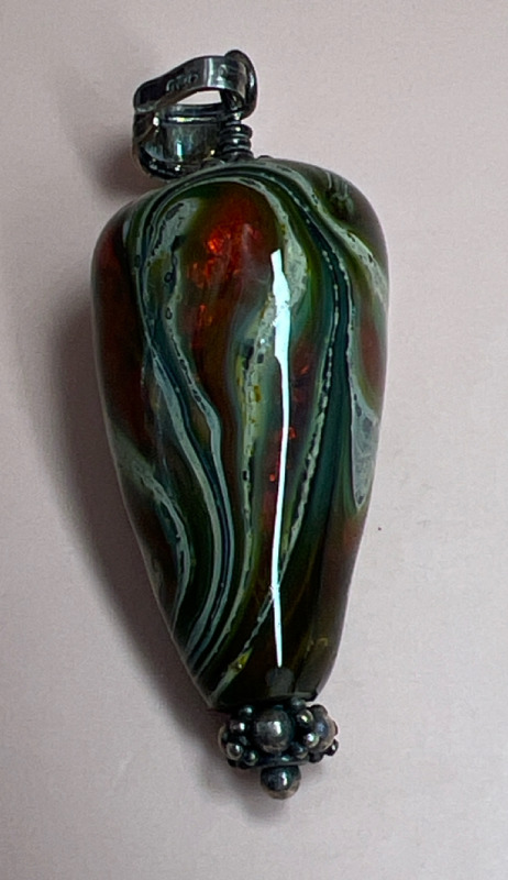 Artisan Glass Bead & Sterling Pendant