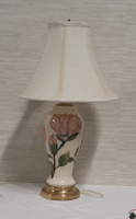 Vintage Moorcroft Magnolia Lamp. 26" Tall With Shade