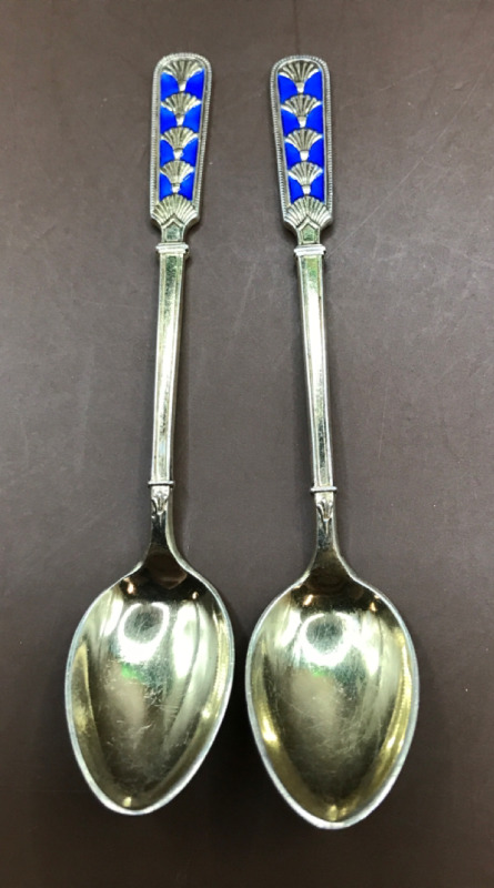 2 David Anderson Norway Sterling Silver Spoons 3.5 inches long