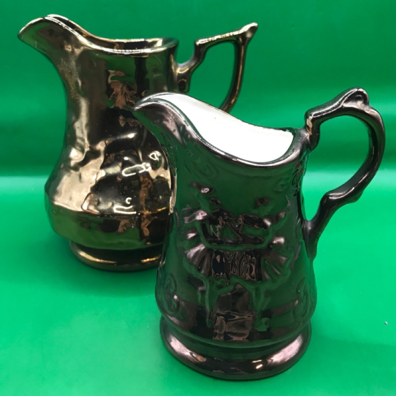 2 Wade England Copper Lustre Jugs 4 & 5.5 inches tall