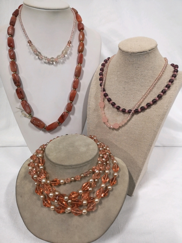 Estate Jewelry Lot - Vintage Carnelian Stone Necklace++