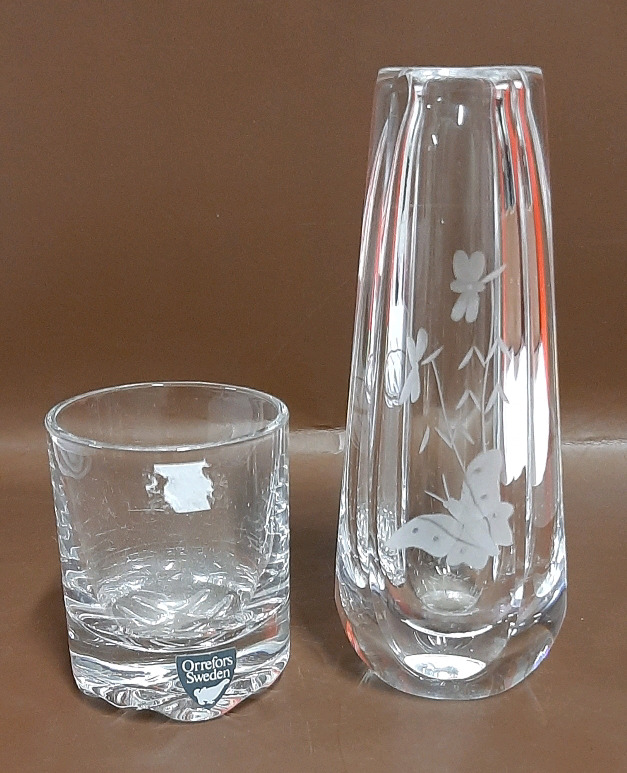 Vintage Orrefors Shot Glass and Bud Vase