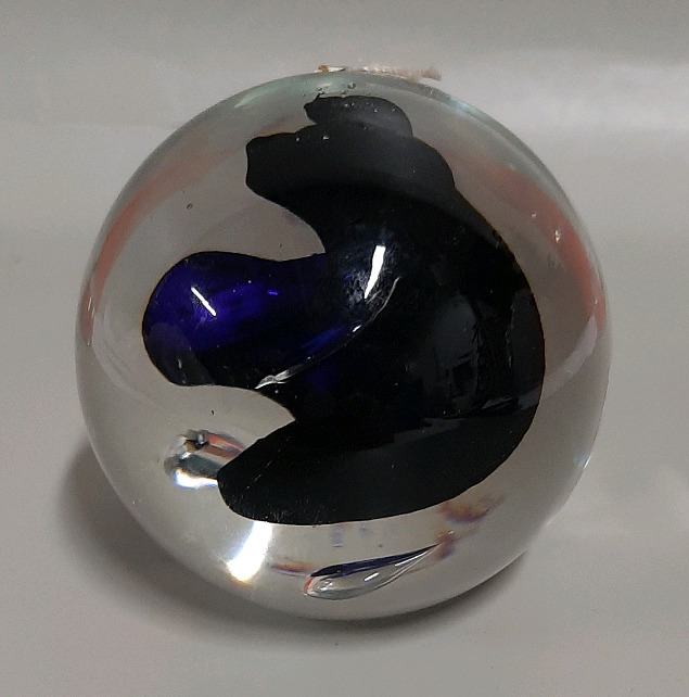 Vintage Handcrafted Blown Glass Paperweight by M Pyrcak of Poland Signed 3" across