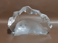 Vintage Mats Jonnason Crystal Sculpture of a Seal Pup Signed 4.5"