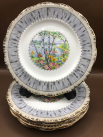 5 Royal Albert England Silver Birch Bread & Butter Plates 6 inch wide