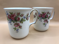 2 Royal Albert England Moss Rose Mugs 4 inches tall