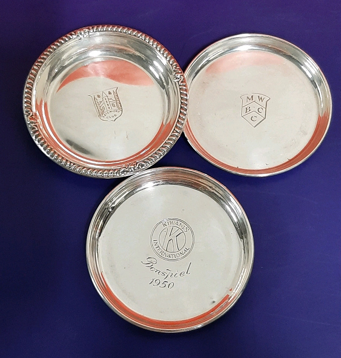 Vintage 3 Birks Sterling Silver Coasters All are Monogramed