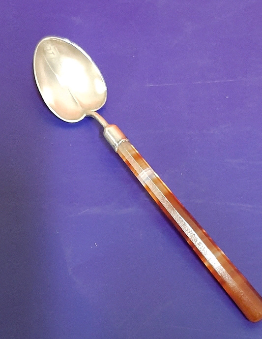 Vintage Agate and Sterling Spoon from Ste Anne. ..4.5"