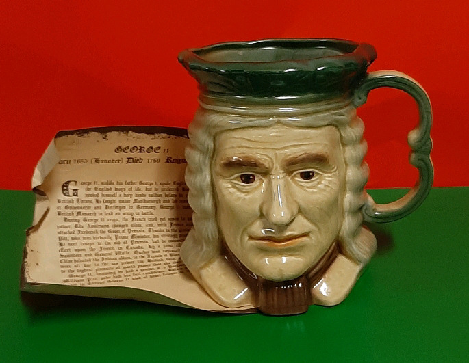 Vintage Kingston Pottery King George II Character Mug 6.5"