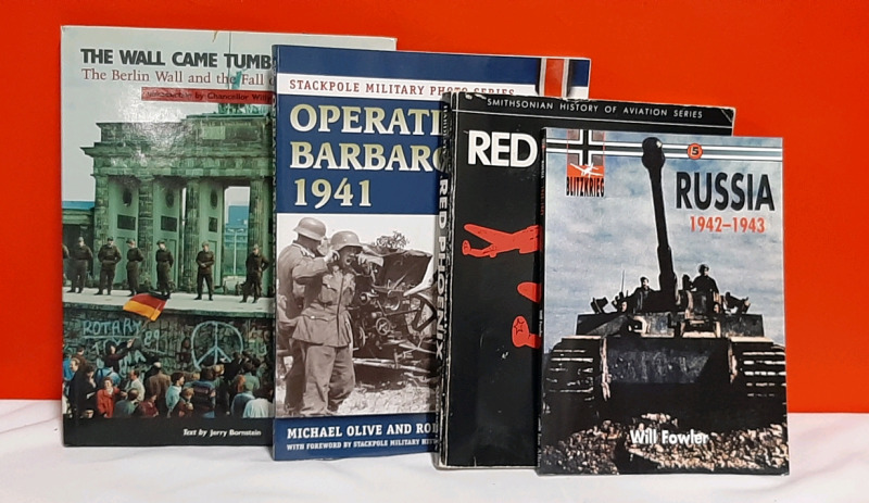 Vintage 4 Books That Range From WWII to When The Berlin Wall Came Down. Please see photos