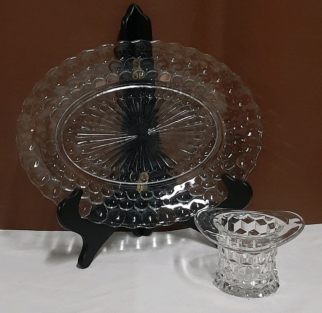 Antique Depression Glass Platter 12 " Clear Glass Top Hat