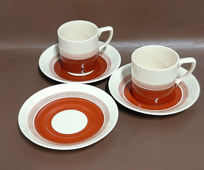 Vintage 2 Corona Sunbuff Demitasse Cups and Saucers with an extra Saucer