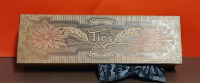 Vintage Pyrographic Wood Tie Box 12 " Vintage Bow Tie