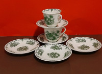 Vintage Mason Fruit Basket 2 Cups and Saucers 3 Extra Saucers