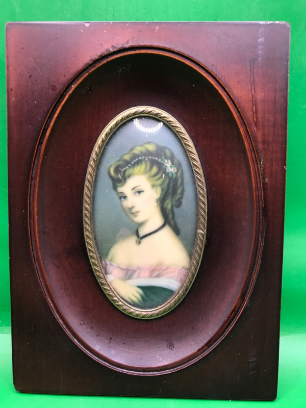 Vintage Framed Print of Woman 4.5 x 6.5 inches