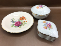 Royal Grafton England Pin Dish Trinket & Round German Porcelain Trinket Box 3 to 4.5 inches wide