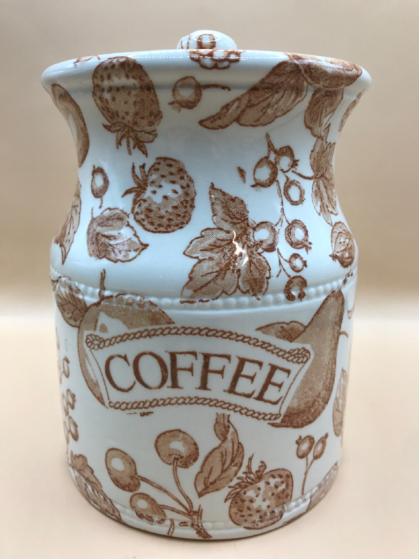 Burgess & Leigh Stoke on Trent England Fruit Harvest Coffee Canister 6 inches tall