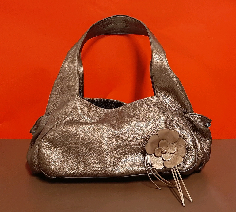 Vintage Bronze Pebbled Leather Shoulder Bag