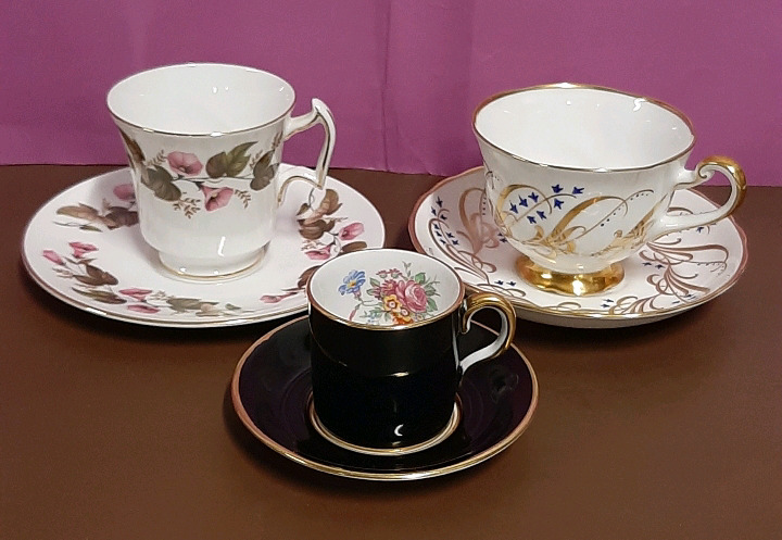 Royal Chelsea Demitasse Cup and Saucer 2 Royal Chelsea Cups and Saucers