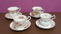 Vintage 4 Paragon Teacups 1 Flower Festival 1 with Pink Flowers 1 Romance 1 White and Gold