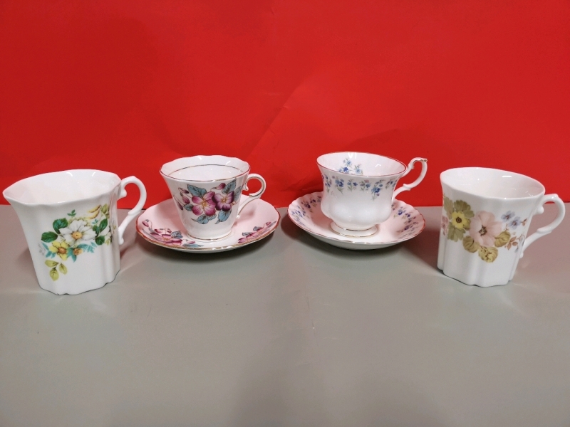 Vintage Cups & Saucers - Royal Albert, Colclough & Royal Grafton