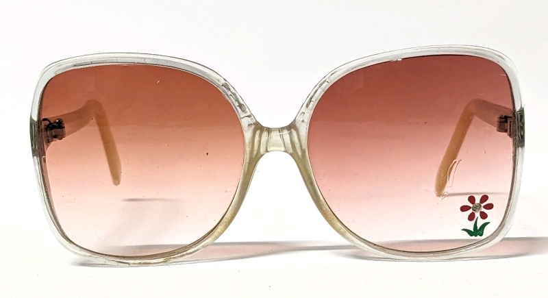 Vintage Rose-Tinted Glasses with Rhinestone Flower