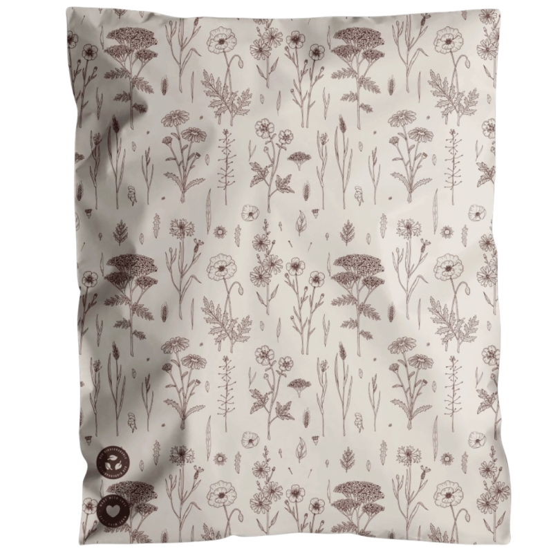 100 New IMPACK.CO Biodegradable Mailers (Wildflower Pattern) 10" x 13"