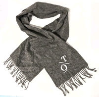 New Edinburgh 100% Lambswool Derby Grey Scarf Embroidered "Q/T" (Cutie?)