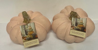 NEW 2 Ceramic Pink Speckled Pumpkins