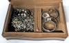 Vintage Wood Jewelry Box with Unsorted Contents - 3