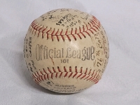 Vintage Official League 101 Autographed Baseball w/25+ Autographs . History Unknown