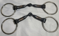 New - Sweet Iron Copper Inlay Single Jointed Snaffle Bit . Two (2) Snaffle Bits