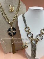 Signed Necklaces Brooch Rhinestone Leverbacks