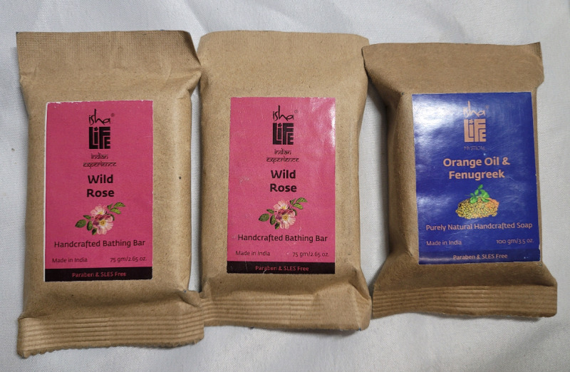 New - Isha Life Hand Crafted Soap . Wild Rose & Orange Oil / Fenugreek