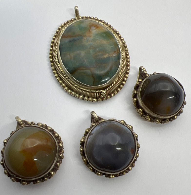 Four Estate Pendants All with Stones