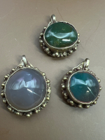 Three Estate Pendants with Stones