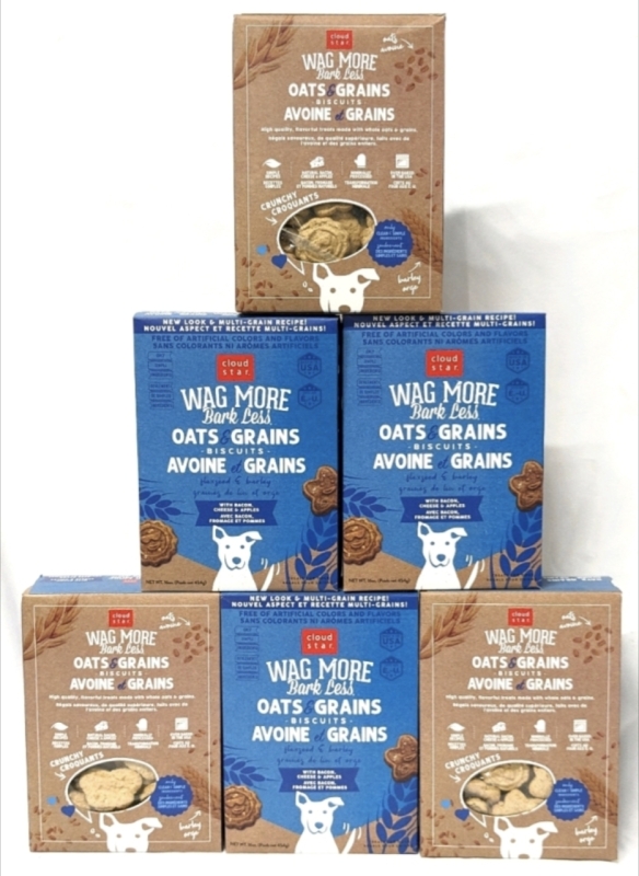 15 Cases CLOUD STAR Oats & Grains Dog Biscuits 454g each (BB Aug 2023) With Bacon, Cheddar & Apples
