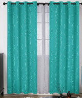 NEW Deconovo Teal Blackout Curtains for Bedroom and Living Room , 84 Inch Long - Light Blocking Window Drapes with Floral Pattern (52 x 84 Inch , Turquoise , 2 Panels)