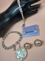 Rhinestone Bracelets MOP Pendant Crystal Earrings