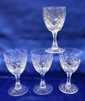 4 Cut Crystal Stemmed Port / Wine Glasses : 2 Signed!