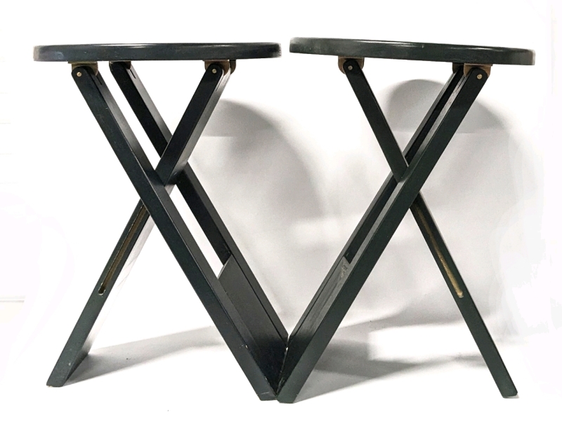 2 Handy Wooden Folding Stools 16.5" Tall