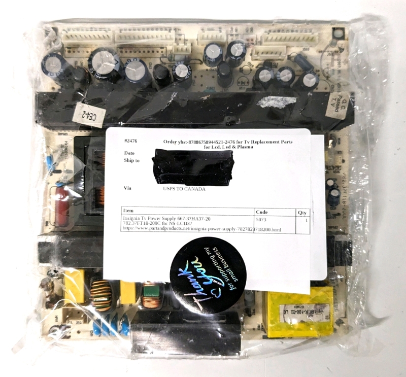 New Insignia Replacement TV Power Supply 667-37HA37-20 782.37FT18-200C for NS-LCD37