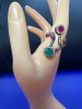 Emerald Ruby Bypass Indian ring Green Agate spray Brooch Stone Earrings - 4