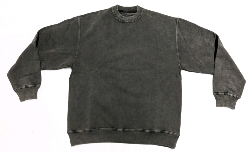 New Size XS/S Black Acid Washed Jersey Sweatshirt 100% Organic Cotton