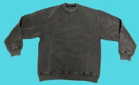 New Size XL/XXL Black Acid Washed Jersey Sweatshirt 100% Organic Cotton