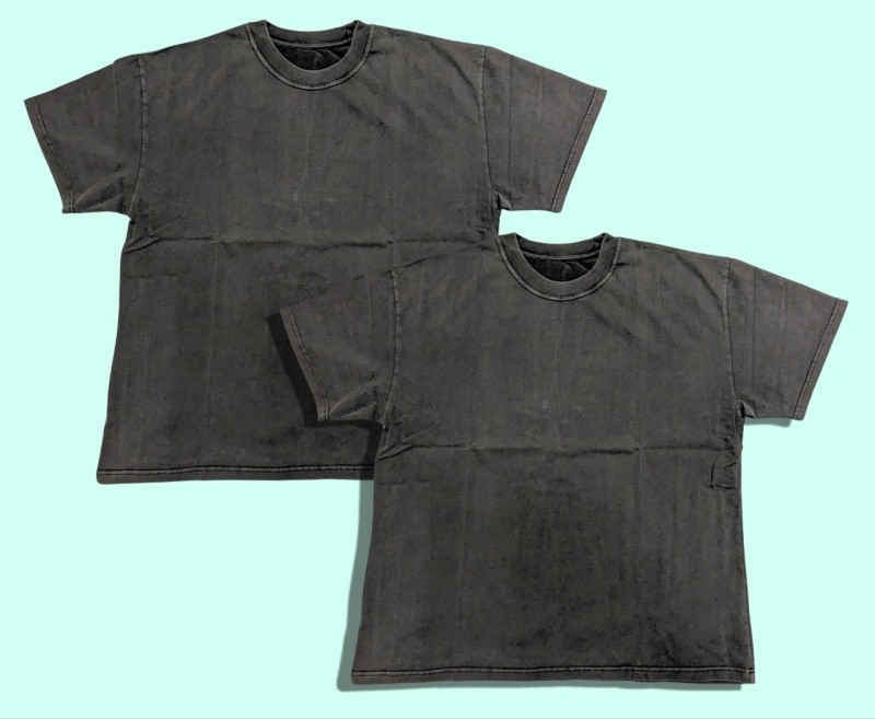 2 New Size Medium Black Acid Washed T-Shirts 100% Organic Cotton