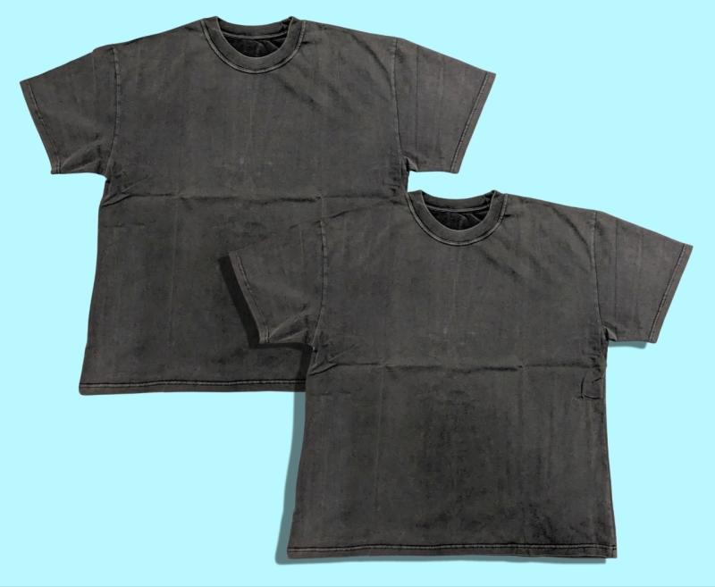 2 New Size Large Black Acid Washed T-Shirts 100% Organic Cotton