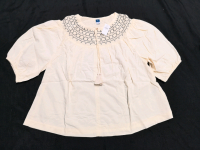 New Old Navy sz Medium Tall Women's Puff-Sleeve Tie-Front Embroidered Swing Top
