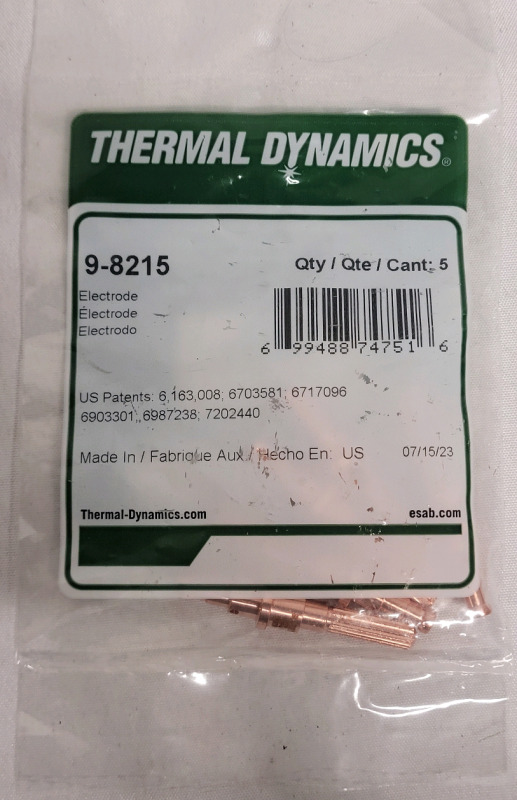 New - Thermal Dynamics Plasma Cutter Electrodes #9-8215 . 5pcs